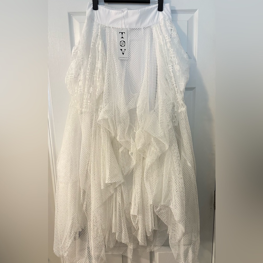 UNIQUE TOV Mesh Gathered Maxi Shirt w/Pockets